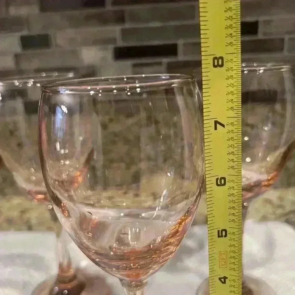 Vintage Cristar Versalles Wine Goblets - Pink‎ Rose - 7.75” Tall 10oz (Set of 4)